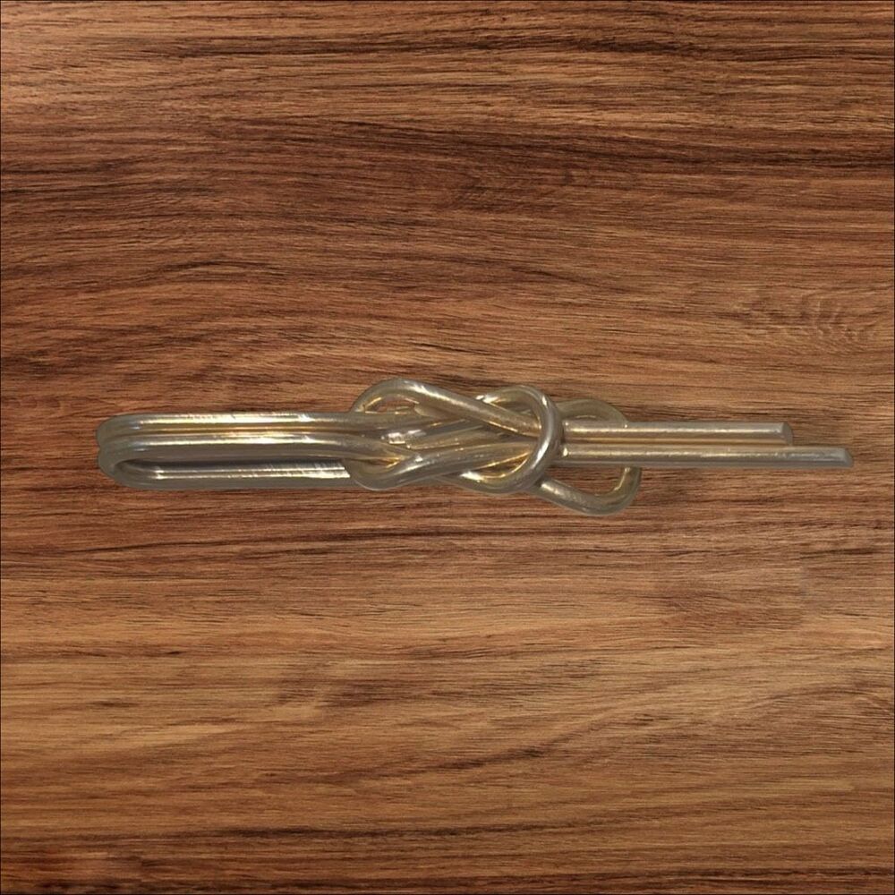 Gold Tone Knot Tie Bar Clip Vintage Style 2.75”